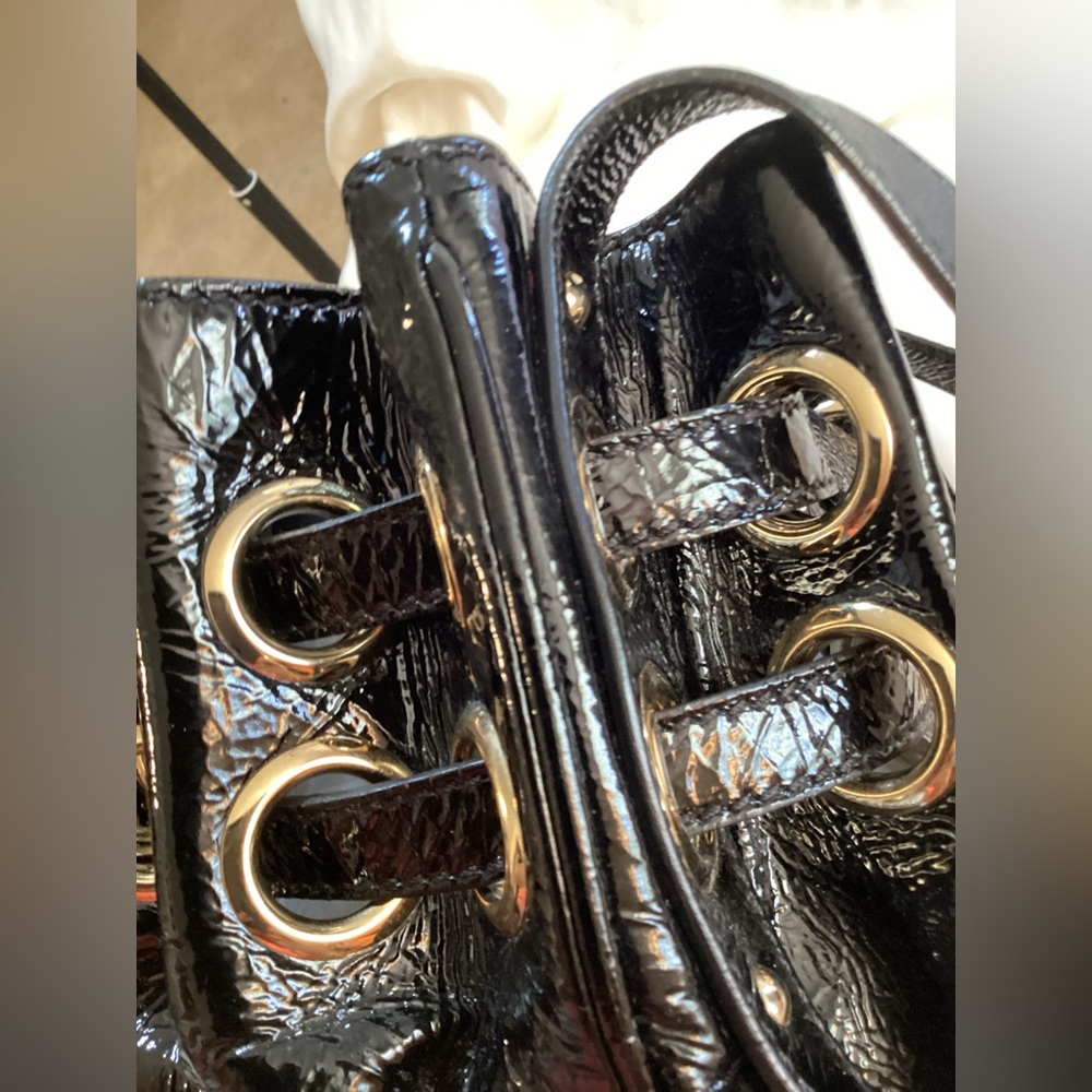 JIMMY CHOO BLACK PATENT LEATHER ROMONA SHOULDER BAG WITH DUST BAG AND COA - Picture 3 of 8